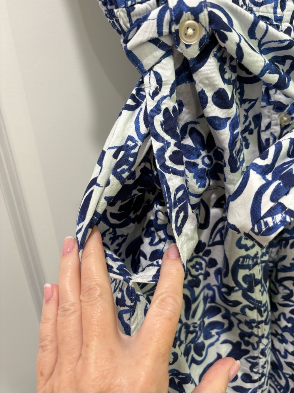 Blue Floral Midi Wrap Dress with Self-Tie Waist - Picture 3 of 4